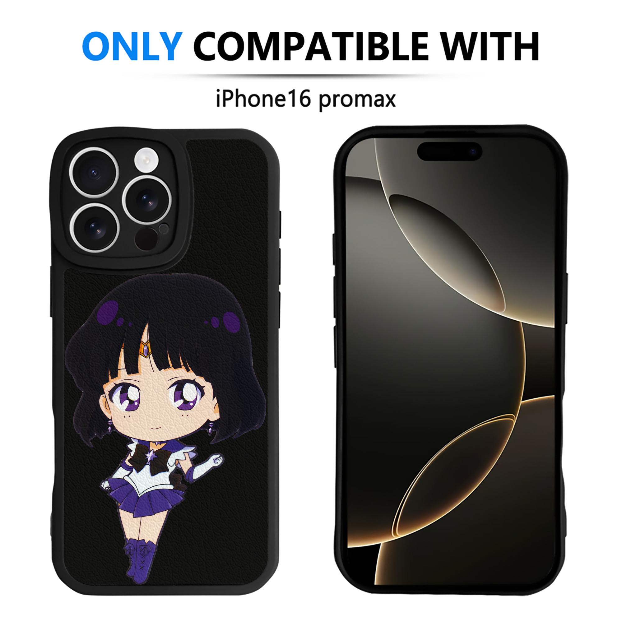 （画像用） 美少女戦士セーラームーン 土萠ほたる Sailor Moon Tomoe Hotaru （セーラーサターン；Sailor Saturn） 【iPhone 16シリーズ対応】シリコンスマホケース（レザー調） 材質：シリコン